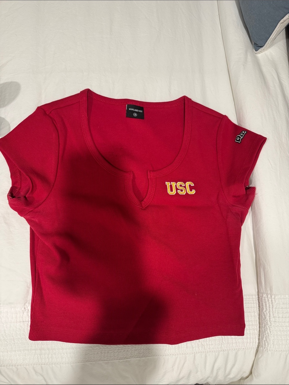 USC Red Crop Top Tee